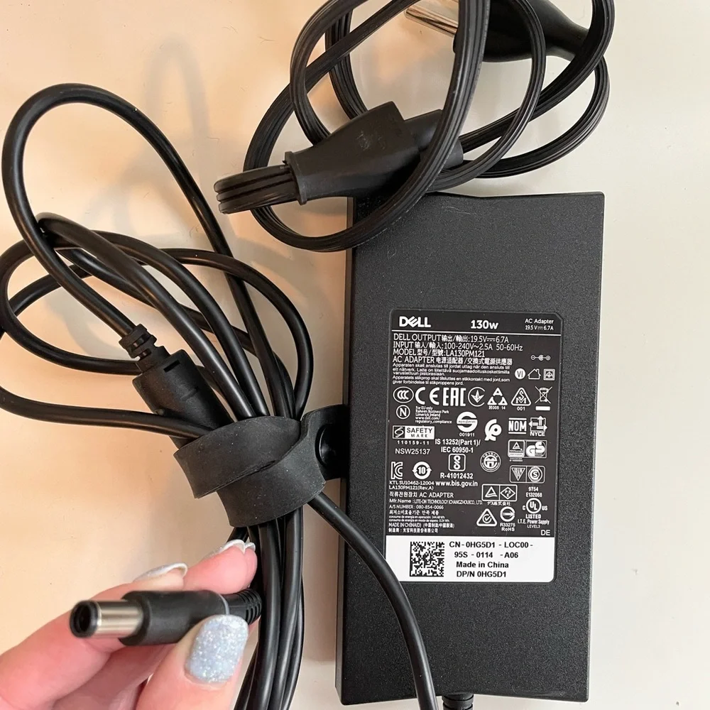 Dell 130-Watt 3-Prong AC Adapter With 6 ft Power Cord